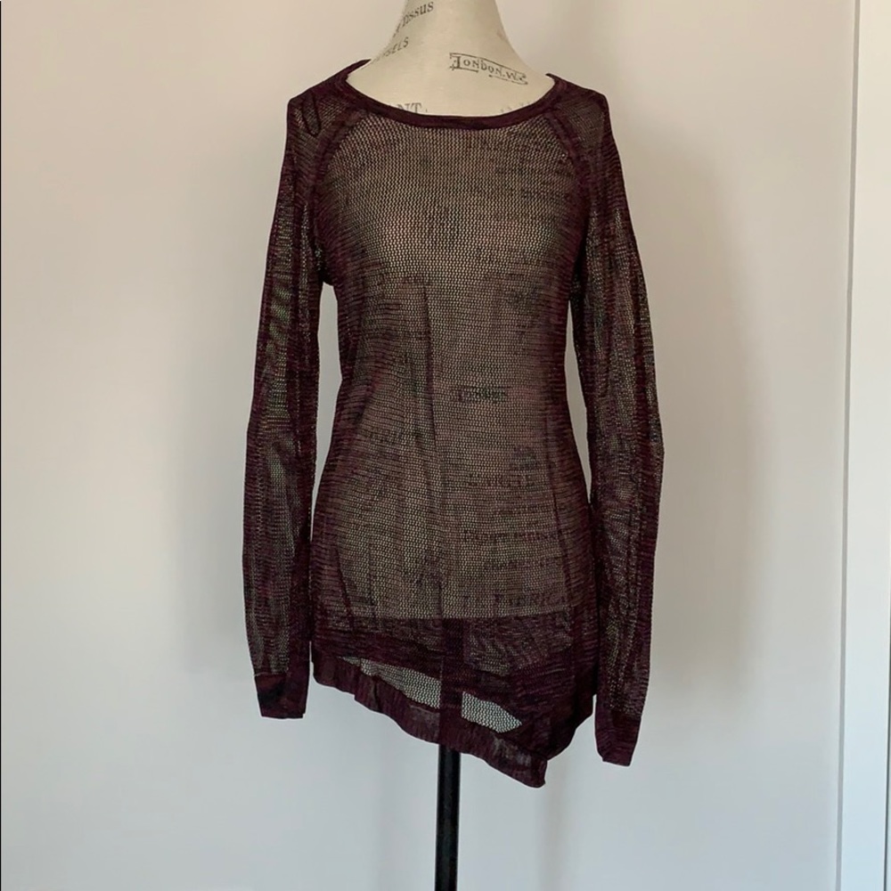 Burgundy mesh knit top